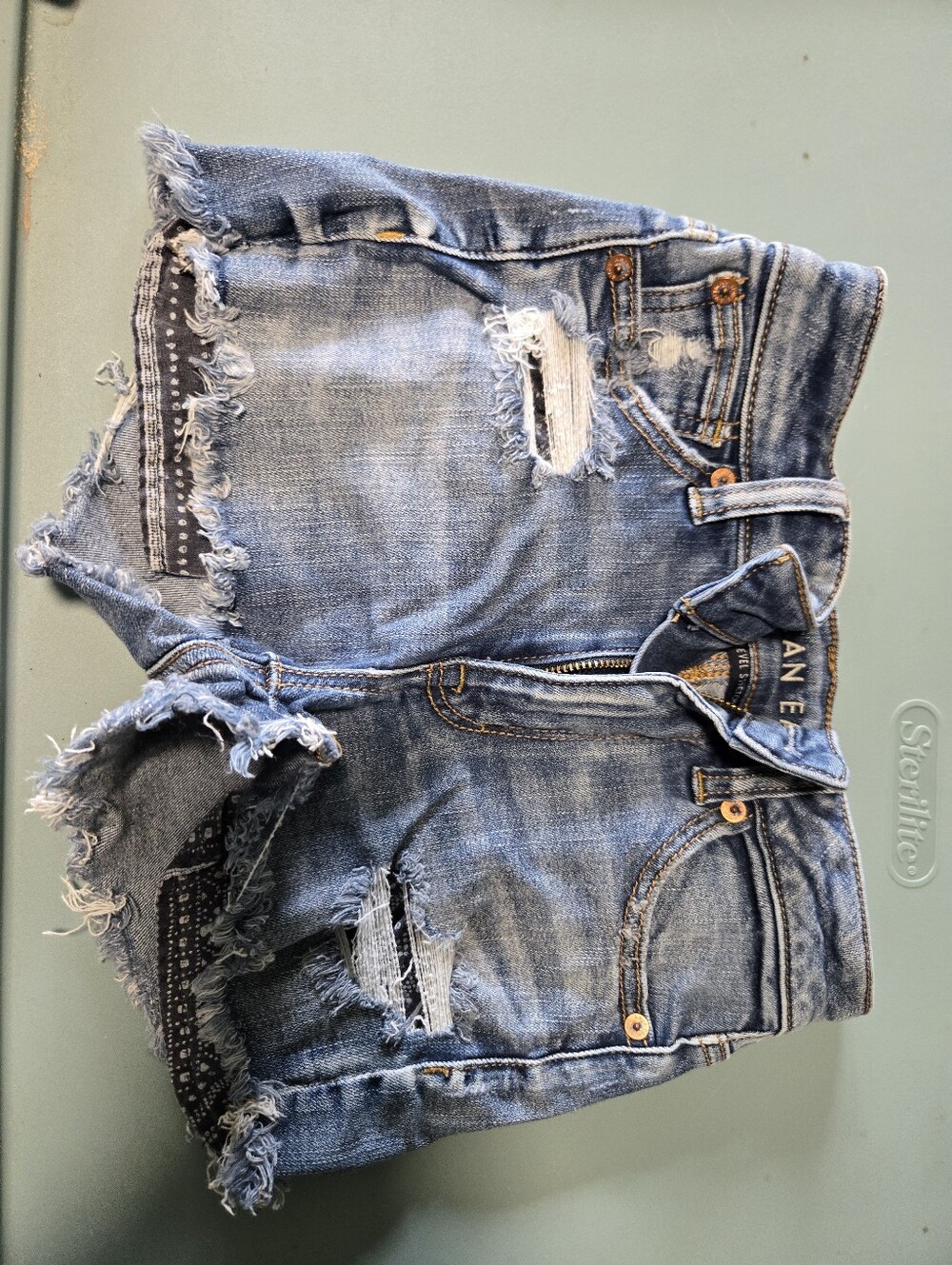 American Eagle Outfitters Light Blue Distressed Denim Shorts